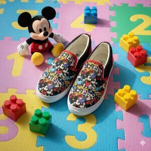 Disney Kids' Black & Multi-Color Mickey & Friends Slip-On Sneakers | Size 13 / 1
